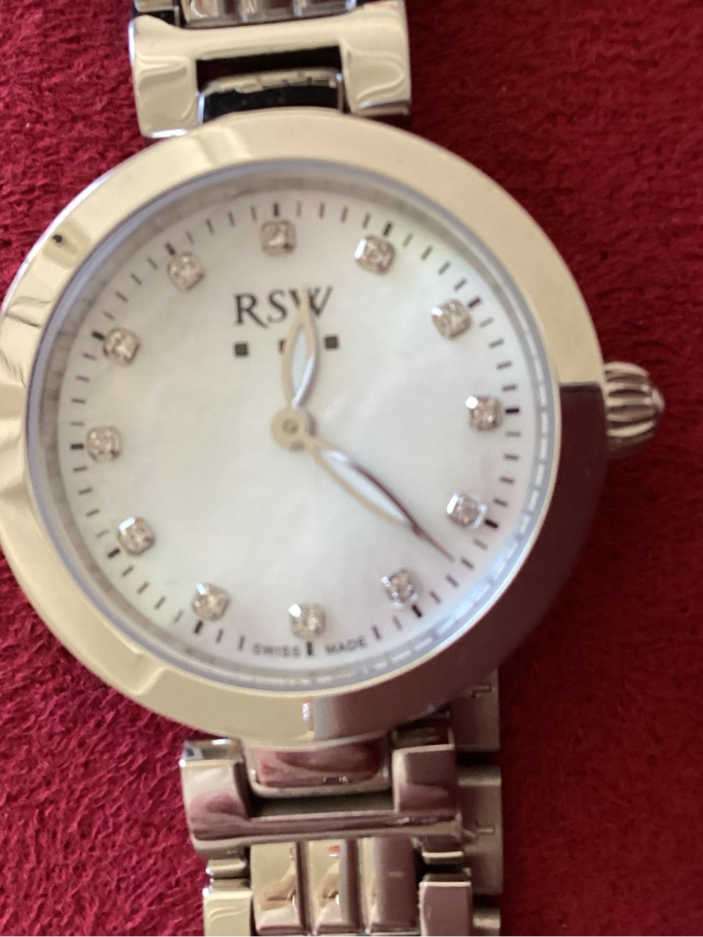 Women's Silver Stainless Steel Watch with White Mother-of-Pearl Dial